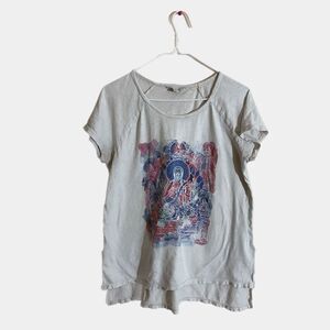 Lucky Brand Lotus Womens Graphic T-Shirt Size Medium  Short Sleeve